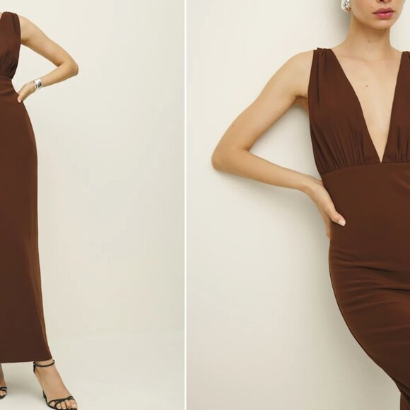 Reformation Velda Dress Brown - Size 8 - Picture 7 of 7